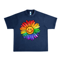 Navy rainbow smiley face sunflower Urban Heavy Tee - OliviaCreatesArt