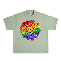 Oil Green rainbow smiley face sunflower Urban Heavy Tee - OliviaCreatesArt
