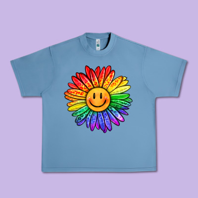 Rainbow Smiley Face Sunflower Urban Heavy Tee Designed By Oliviacreatesart