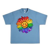 Pebble Blue rainbow smiley face sunflower Urban Heavy Tee - OliviaCreatesArt