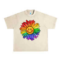 Sandshell rainbow smiley face sunflower Urban Heavy Tee - OliviaCreatesArt