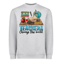 Heather Grey teachers change the world Heavyweight Sweatshirt - BarkalooDesign