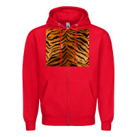 Red handdrawn tiger pattern Zipper Hoodie - BarkalooDesign
