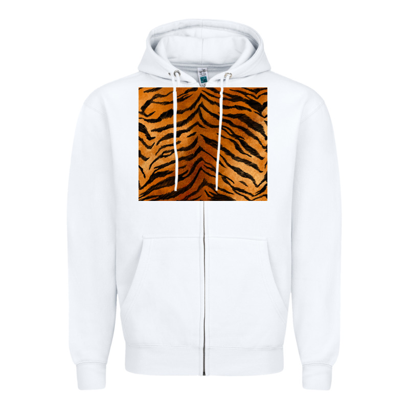 Handdrawn Tiger Pattern Zipper Hoodie by BarkalooDesign | Teevron