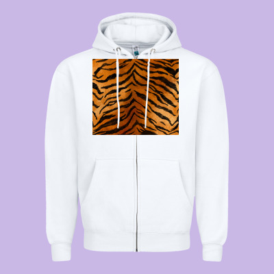 Handdrawn Tiger Pattern Zipper Hoodie Designed By Barkaloodesign