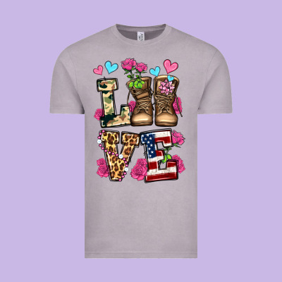 Love Valentine's Day Army Boots Olivia Vintage Tee Designed By Oliviacreatesart