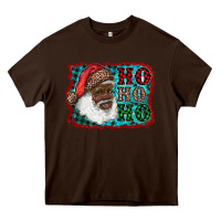 Chocolate Brown african american santa ho ho ho Heavy Core Tee - RanaPortraitStore