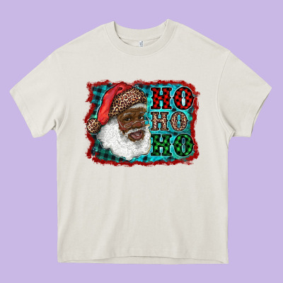 African American Santa Ho Ho Ho Heavy Core Tee Designed By Ranaportraitstore
