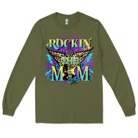 Army Green Rockin' the mom Mother's Day Long Sleeve Tee - FaDigitalArtStudio