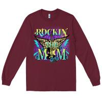 Burgundy Rockin' the mom Mother's Day Long Sleeve Tee - FaDigitalArtStudio