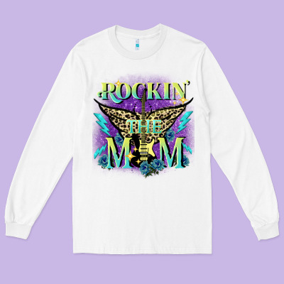 Rockin' The Mom Mother's Day Long Sleeve Tee Designed By Fadigitalartstudio