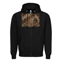 Black handdrawn leopard pattern brown Zipper Hoodie - BarkalooDesign
