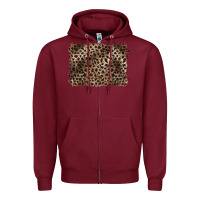 Burgundy handdrawn leopard pattern brown Zipper Hoodie - BarkalooDesign