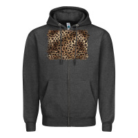 Charcoal Heather handdrawn leopard pattern brown Zipper Hoodie - BarkalooDesign