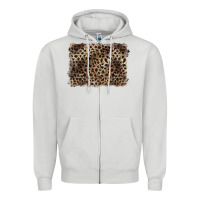 Dove Grey handdrawn leopard pattern brown Zipper Hoodie - BarkalooDesign