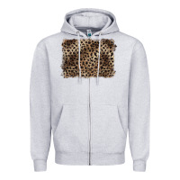 Heather Grey handdrawn leopard pattern brown Zipper Hoodie - BarkalooDesign