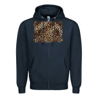 Navy handdrawn leopard pattern brown Zipper Hoodie - BarkalooDesign