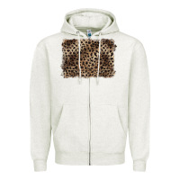 Oatmeal Heather handdrawn leopard pattern brown Zipper Hoodie - BarkalooDesign