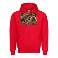 Red handdrawn leopard pattern brown Zipper Hoodie - BarkalooDesign