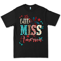 Black Little miss America 4th of july Premium Tee - HowdyJamesFarm