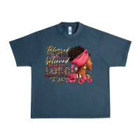 Midnight Navy Blessed is she who has believed afro woman Urban Heavy Tee - RanaPortraitStore