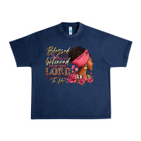Navy Blessed is she who has believed afro woman Urban Heavy Tee - RanaPortraitStore
