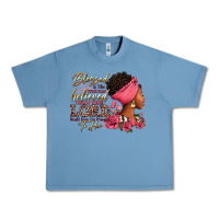 Pebble Blue Blessed is she who has believed afro woman Urban Heavy Tee - RanaPortraitStore