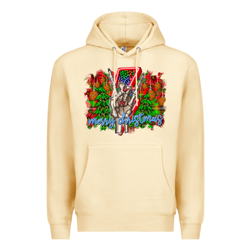 Punk Rock Merry Christmas Premium Hoodie by CowhideDigitalArt | Teevron