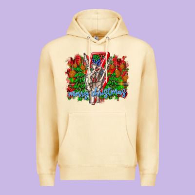 Punk Rock Merry Christmas Premium Hoodie Designed By Cowhidedigitalart