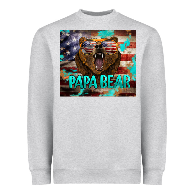 Papa Bear American Flag  Tumbler Heavyweight Sweatshirt by BarkalooDesign | Teevron