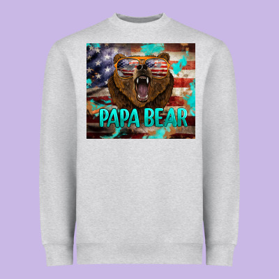 Papa Bear American Flag  Tumbler Heavyweight Sweatshirt Designed By Barkaloodesign