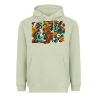 Matcha western cowhide horseshoe sunflower background Heavyweight Hoodie - AdoDesignShop