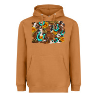 Meerkat western cowhide horseshoe sunflower background Heavyweight Hoodie - AdoDesignShop