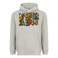 Moon Dust western cowhide horseshoe sunflower background Heavyweight Hoodie - AdoDesignShop