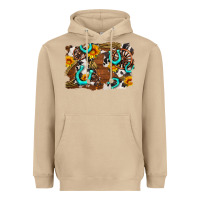 Mushroom western cowhide horseshoe sunflower background Heavyweight Hoodie - AdoDesignShop