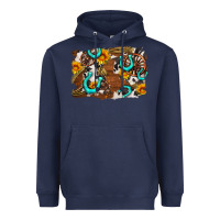 Navy western cowhide horseshoe sunflower background Heavyweight Hoodie - AdoDesignShop