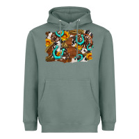 Sage western cowhide horseshoe sunflower background Heavyweight Hoodie - AdoDesignShop