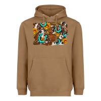 Toasted Coconut western cowhide horseshoe sunflower background Heavyweight Hoodie - AdoDesignShop