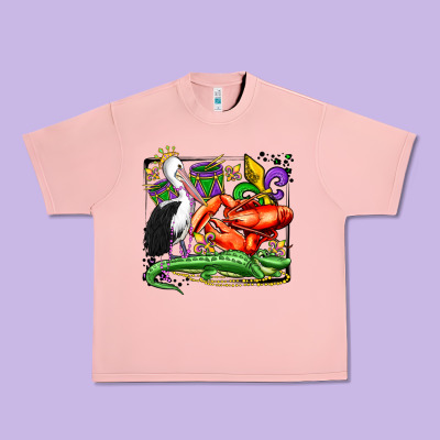 Mardi Gras Pelican Crawfish Crocodile Urban Heavy Tee Designed By Oliviacreatesart