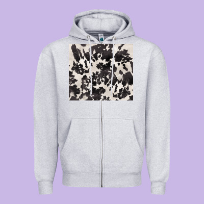 Black And White Cowhide Tumbler Zipper Hoodie Designed By Barkaloodesign