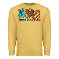Antique Gold peace love hotdogs Premium Sweatshirt - AdoDesignShop
