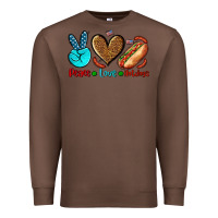 Chestnut peace love hotdogs Premium Sweatshirt - AdoDesignShop