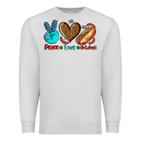 Dove Grey peace love hotdogs Premium Sweatshirt - AdoDesignShop