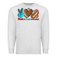 Oatmeal Heather peace love hotdogs Premium Sweatshirt - AdoDesignShop