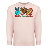 Pale Pink peace love hotdogs Premium Sweatshirt - AdoDesignShop