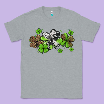Western Cowhide Leopard Glitter Shamrocks Classic Tee Designed By Jasminsmagicworld