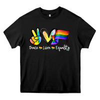 Black Peace love equality Heavy Core Tee - NancyCooperArtShop