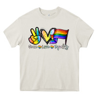 Cream Peace love equality Heavy Core Tee - NancyCooperArtShop