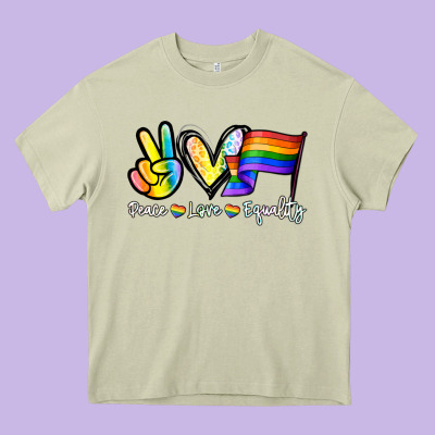 Peace Love Equality Heavy Core Tee Designed By Nancycooperartshop