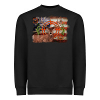 Black deer hunting target american flag  background Heavyweight Sweatshirt - BarkalooDesign